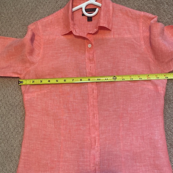 J Crew 100% linen long sleeve shirt/blouse, coral, size 2 - Picture 4 of 5